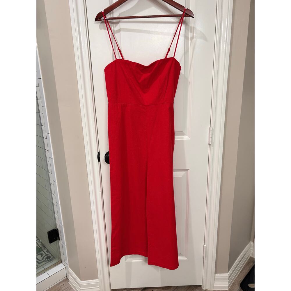 ASTR The Label Red Linen Jumpsuit Size Large